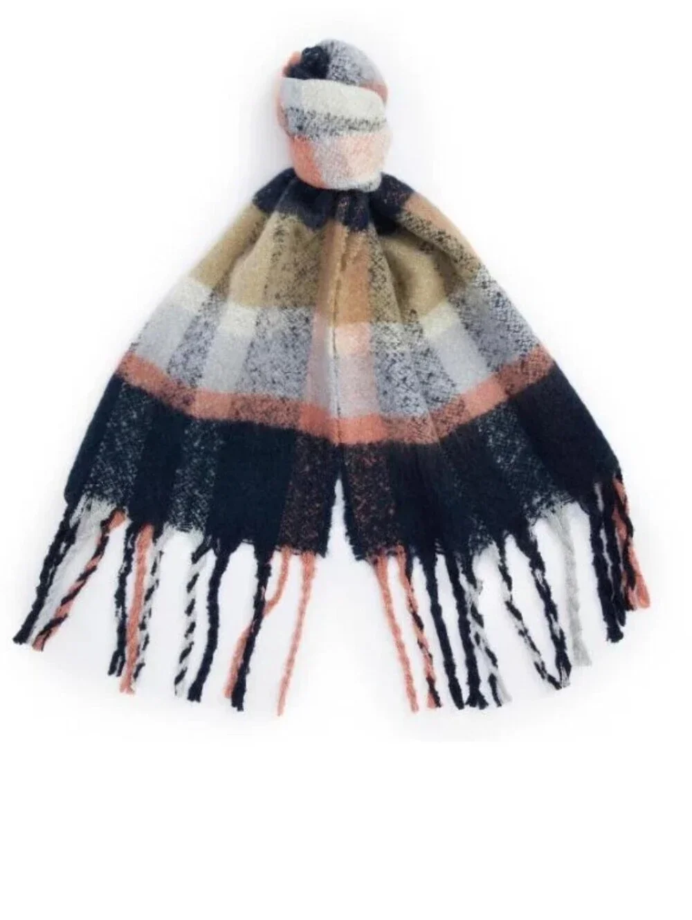 nwt Barbour Rawsom Check Scarf Navy Pink Rust OS